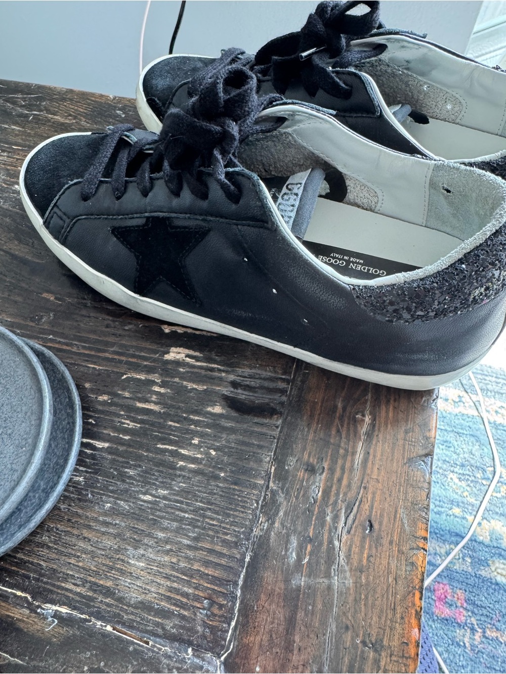 Golden Goose Black Leather & Suede Womens Sneakers with Star Accent - Picture 7 of 7